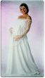 Длинное свадебное платье для беременных с кружевной кокеткой и рукавами