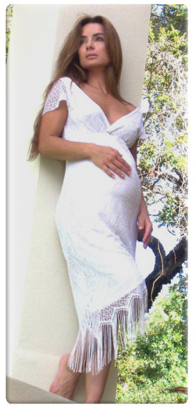 Короткое летнее ажурное свадебное платье для беременной