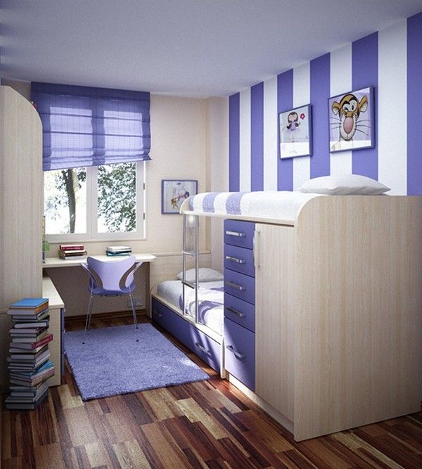 детская комната в полоску синяя